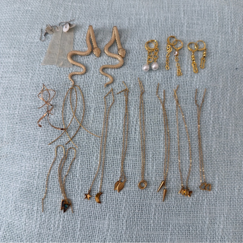 Chic Gold Fashion Dangly and Threader Earrings Collection: